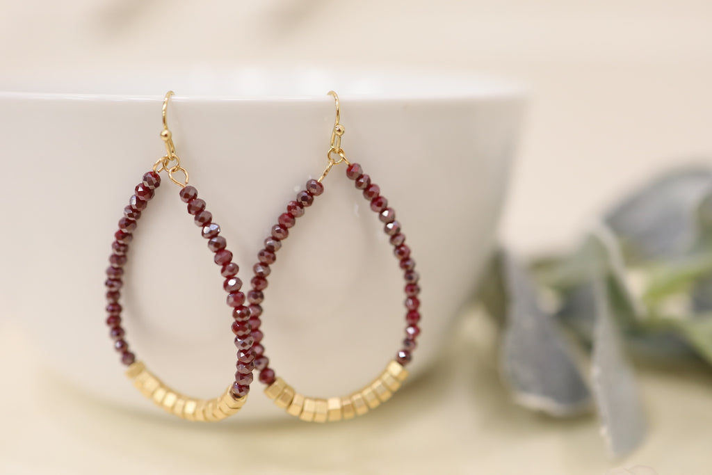 LIKE A PRAYER EARRING- MAROON