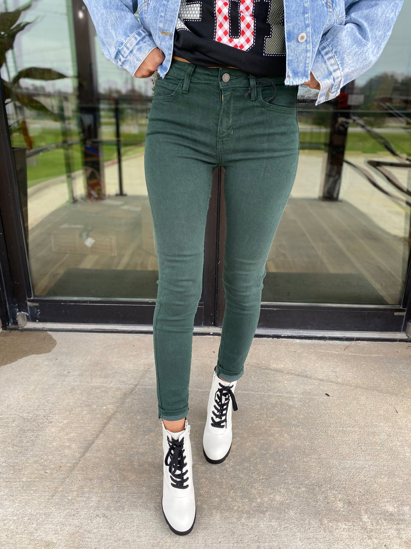 COLORED SKINNY JEANS - EMERALD